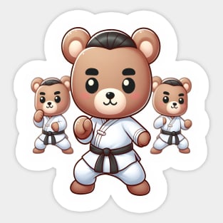 Cute Karate Master Bear Kawaii Sticker